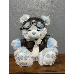 Blue & White Aviator Bear